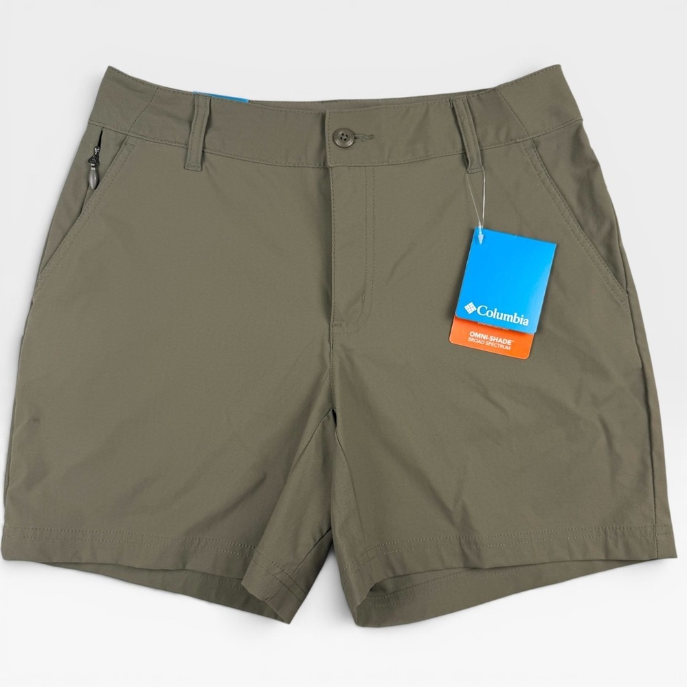 COLUMBIA Leslie Falls II Shorts Women Size 6 Stone Green Hiking Active Outdoor‎